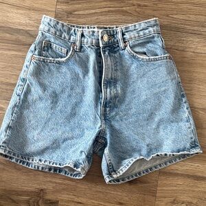 Zara High Waist Denim Shorts - Light Blue